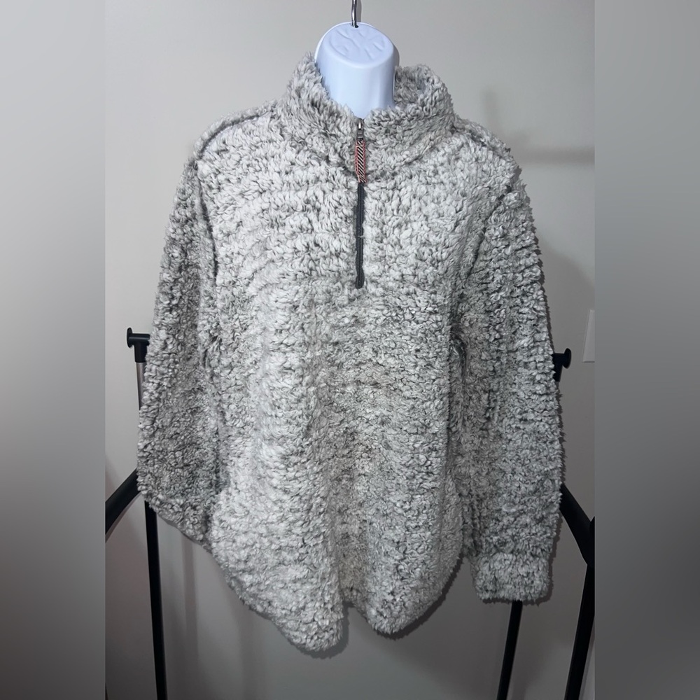 Cozy Gray Sherpa Pullover Sweater